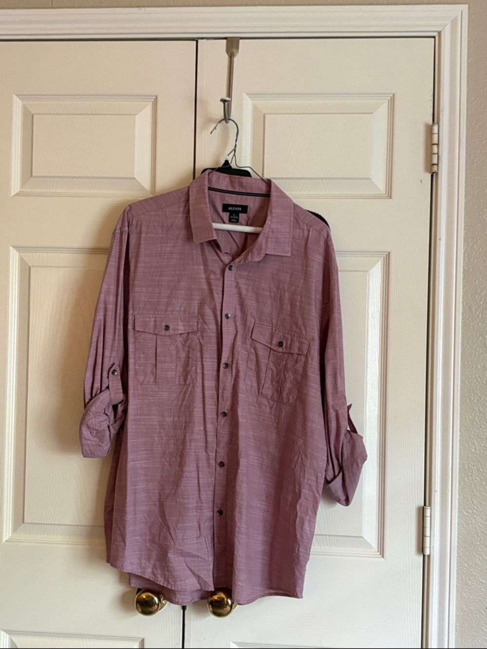 Alfani Mauve Long-Sleeve Button Shirt